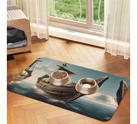 Old Viking Boat Print Cat Food Mat Pet Feeding Mat for Floor Pet Supplies Dog Water Bowl Mat Dog Essentials