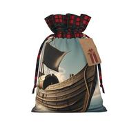 Old Viking Boat Print Gift Decor Bags Drawstring Reusable Party Favors Pouches Seasonal Celebrations