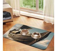 Old Viking Boat Print Pet Feeding Mat Dog Mat for Food and Water Bowl Dogs Water Dispenser Mat Dogs Accessories