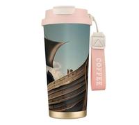 Old Viking Boat Print Stainless Steel Insulated Travel Coffee Mug, Camping Mug,Coffee Tumbler For Men Women