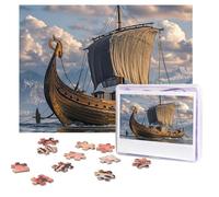 Old Viking Boat Puzzles 500 Pieces Personalized Jigsaw Puzzles with storage bag Photos Puzzle for Adults Challenging Picture Puzzle for Men Women Home Decor (52x38 CM)