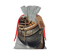 Old Viking Boats Linen Drawstring Gift Bag Xmas Party Candy Bag Reusable Storage Pouches