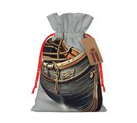 Old Viking Boats Linen Drawstring Gift Bag Xmas Party Candy Bag Reusable Storage Pouches
