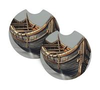 Old Viking Boats Print Car Interior Cup Holder Pad 2 Pack â€“ Universal Fit, Perfect for Trucks, SUVs, Vans, and New Car Gifts