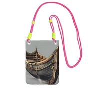Old Viking Boats Print Crossbody Bag For Women, Shoulder Bag Purse, Travel Sport Mini Phone Bag, Phone Wallet, Fuchusia, One Size