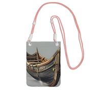 Old Viking Boats Print Crossbody Bag For Women, Shoulder Bag Purse, Travel Sport Mini Phone Bag, Phone Wallet, Pink, One Size