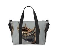 Old Viking Boats print Gym Bag for Women, Weekender Overnight Bag,Personal Item Bag, shoulder Bag for Women Men, Black, One Size