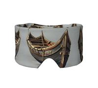 Old Viking Boats Print Sleep Eye and Ear Muffs Mask - Adjustable Yoga Travel Headband, Keep Warm Shading Comfortable Aid