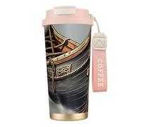 Old Viking Boats Print Stainless Steel Insulated Travel Coffee Mug, Camping Mug,Coffee Tumbler For Men Women