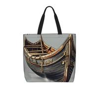 Old Viking Boats Print Tote Bag For Womenshoulder Reusable Shopping Casual Travel Summer Beach Bags