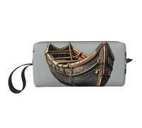 Old Viking Boats print Travel Toiletry Pouch, Pencil Bag Canvas Makeup Bag, Multi-Purpose Cosmetic Bag with Zipper, White, One Size