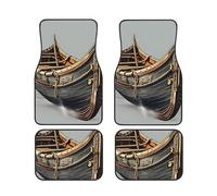 Old Viking Boats Print Vehicle Accessories Foot Mat Set 4 Pieces Floor Mats Protection Vans Sedans Trucks