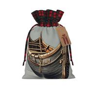 Old Viking Boats Printing Christmas Drawstring Gift Bags Packaging Birthday Celebration