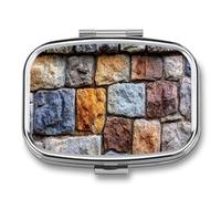 Old Weathered Stone Wall Rocks Pill Box 2 Compartment Portable Medicine Pill Case Travel Pill Organizer for Pocket Purse