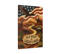 Old West Bald Eagle Canvas Print Wall Art - Living Room Decor, Above Console Table 16×24 inch (40×60 cm) - Vertical / 1.25 inch (3 cm)