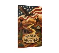 Old West Bald Eagle Canvas Print Wall Art - Living Room Decor, Above Console Table 20×30 inch (50×75 cm) - Vertical / 1.25 inch (3 cm)