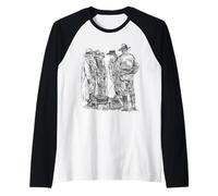 Old West Cowboys Chow time Ranch Farm Western Campfire Art Raglan Baseball Tee