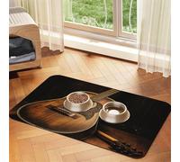 Old West Guitar Dog Food Mats for Floors, 16x24 Inch Non-Slip Super Absorbent Pet Food Mat, Dishwasher Dog Mat for Food and Water, Cute Rubber Quick Dry Pet Feeding Mat for Dogs Puppy Cats