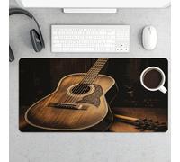 Old West Guitar Gaming Mouse Pad 12x24 Inch Desk Pad Protector Waterproof Non-Slip Rubber Base Keyboard Mat Extra Large Desktop Mat for Office Home Computer Laptop Table Accessory