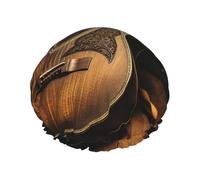 Old west guitar Shower Cap for Women Double Layers Thick Hair Caps Reusable Waterproof Bath Caps with Elastic Band Hair Hat Washable Shower Hat for Men Women Spa Salon