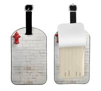 Old White Brick Wall Print Bag Tags Stylish Luggage Tag 4.3 x 2.76 Inch Essential Travel Accessory Suitcases
