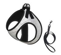 Old White Brick Wall Print Reflective Pet Leash Vest For Small Dogs & Cats, Adjustable Outdoor Walking Hiking Vest