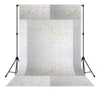 Old White Brick Wall Printed Photo Background, Seamless Matte Fabric for Shoots, Professional Studio Wall Banner