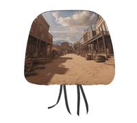 Old Wild West Cowboy Town 1 PCS Car Headrest Cover Universal Headrest Covers Soft Breathable Car Head Rest Covers Set Elastic Head Rest Protector Auto Seat Cover Vehicle Accessories for Cars, Truck, S