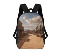 Old Wild West Cowboy Town Backpack 17 Inch Heavy Duty Casual Daypack | Adjustable Padded Straps, Durable 600D Polyester, Lightweight Laptop Backpack, Large Capacity Backpack for Work Travel Hiking