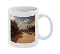 Old Wild West Cowboy Town Ceramic Coffee Mug 11 Oz Tea Cup Coffee Cup | Smooth Coffee Mug Tea Mug with Comfortable Handle Coffee Tea Cup for Men Women Home Office Work