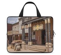 Old Wild West Cowboy Town Laptop Case Thin Laptop Sleeve with Handle Portable Laptop Bag Water Resistant Computer Case Neoprene Computer Sleeve Bag for Men Women