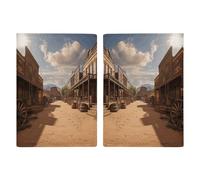Old Wild West Cowboy Town Passport Holder Fashion Passport Cover Passport Protector Travel Document Organizer ID Card Protector Exquisite Passport Wallet Cover Credit Card Holder