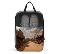 Old Wild West Cowboy Town Shoe Bags Foldable Breathable Portable Shoe Puches Organizer Stylish Expandable Packing Travel Shoes Bags for Sneakers Gym Luggage Closet
