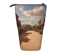 Old Wild West Cowboy Town Telescopic Pencil Pouch Pop Up Pencil Bag Durable Pen Organizer for School Essentials Cosmetics