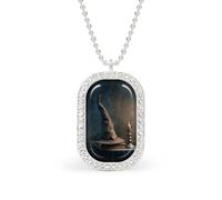 Old Witch's Hat on Ancient Book Rectangle Pendant Necklace Silver Women Jewelry Alloy Keychain Tag Jewelry