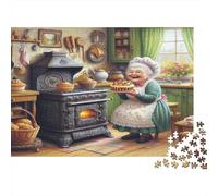 Old Woman Baking Cake Jigsaw Puzzles 1000 Pieces in Thick Cardboard Jigsaws with Mindfulness Puzzles for Brain Teasers for Adults As Birthday Gifts for Women/Men 38x26cm/1000pcs