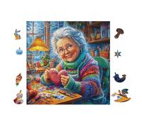 Old Woman Knitting 100 Pcs Jigsaw Puzzle Bundle Family Puzzle Lovers Fun Family Game Mindful Activity Spring Durable Cardboard 28x28cm