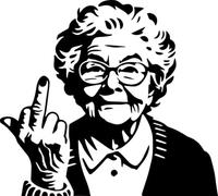 Old Woman Showing Middle Finger Decal Transfer Sticker Stink Finger Car Sticker for Motorcycle Notebook Fridge Wall Door Trash Can Luggage