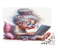 Old Woman Using Laptop Jigsaw Puzzle 1000 Pieces Recycled Paper for Adults Puzzle Fun and Challenging Family Game Great Gift Idea for Relaxation Creativity 52x38cm/1000pcs