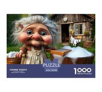 Old Woman Washing Clothes 1000 Piece Puzzle for Wall Decoration And Gifts - Old Troll Doing Laundry Recycled Paper for Adults Great Gift Idea52x38cm/1000pcs