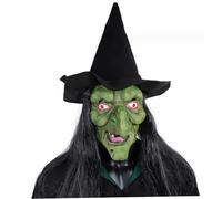 Old Woman Witch Mask with Hat Halloween DIY Free Size Creepy Scary Mask for Adult Realistic Halloween for Cosplay Costume Haunted House Witch, Latex, Scary, Decora