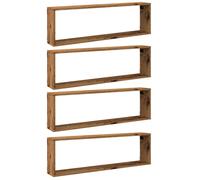 (old wood, 100 x 15 x 30 cm/ 4 pcs) vidaXL Wall Shelves Floating Rack Display Shelf Bookshelf Engineered Wood