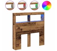 (old wood, 100 x 17 x 102 cm) vidaXL Headboard Cabinet with LED Artisan Oak 180x17x102 cm bed headboard