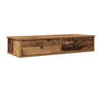 vidaXL Wall Shelf with Drawers Old Wood 100x37.5x19 cm Engineered Wood