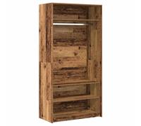 (old wood, 100 x 50 x 200 cm/ 4 shelves) vidaXL Wardrobe Clothing Storage Hanger Clothes Cabinet Closet Engineered Wood