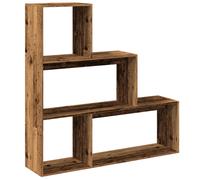 (old wood, 123 x 29 x 123 cm) vidaXL Room Divider Bookcase Bookshelf 4-Tier Shelf Book Rack Engineered Wood