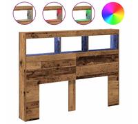 (old wood, 140 x 17 x 102 cm) vidaXL Headboard Cabinet with LED Artisan Oak 180x17x102 cm bed headboard