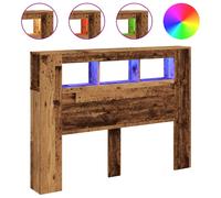 (old wood, 140 x 18.5 x 103.5 cm) vidaXL LED Headboard Bed Header Bedroom Storage Bed Headboard Engineered Wood