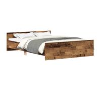 (old wood, 140 x 190 cm) vidaXL Bed Frame with Headboard and Footboard Mattress Foundation Bed Base