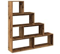 (old wood, 143.5 x 29 x 143.5 cm) vidaXL Room Divider Bookcase Bookshelf 4-Tier Shelf Book Rack Engineered Wood